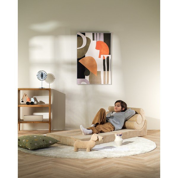 Poltrona per bambini marrone chiaro con rivestimento in velluto a coste Flipster – Wigiwama-image-1