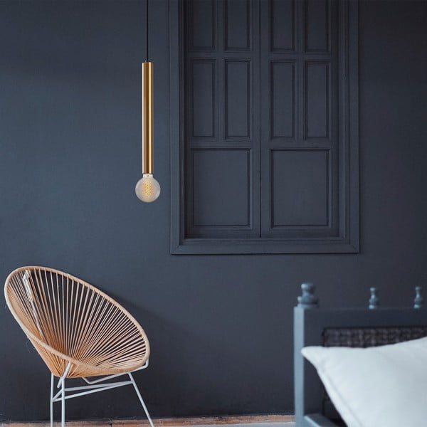 Lampadario dorato con paralume in metallo ø 4 cm Tempo – Opviq lights-image-1