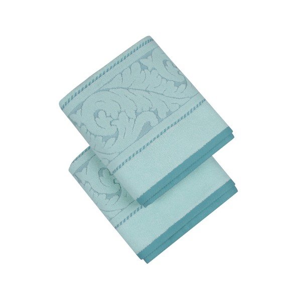 Set di 2 asciugamani in cotone verde menta Sultan, 50 x 90 cm - Foutastic-image-1
