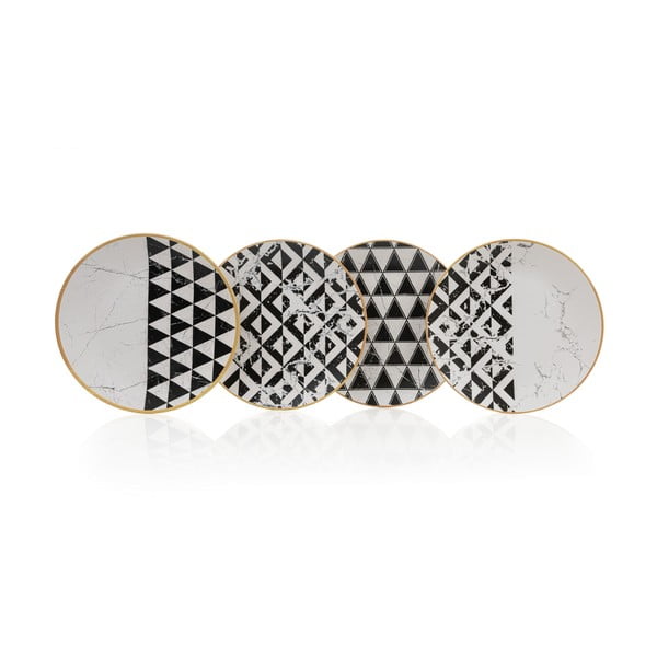 Set di 4 piatti in ceramica bianca e nera ø 25 cm - Hermia