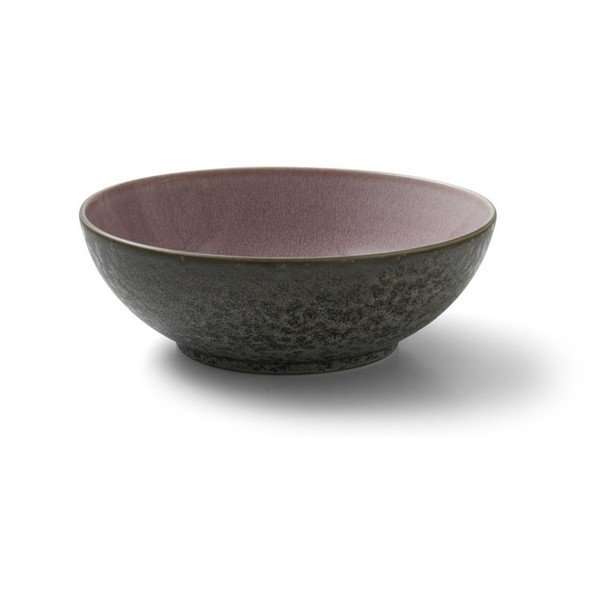 Insalatiera Mensa in gres grigio con smalto interno rosa, diametro 30 cm - Bitz-image-1