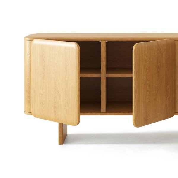 Credenza di colore naturale in rovere massiccio 160x76x45 cm Charlotte – Micadoni -image-4