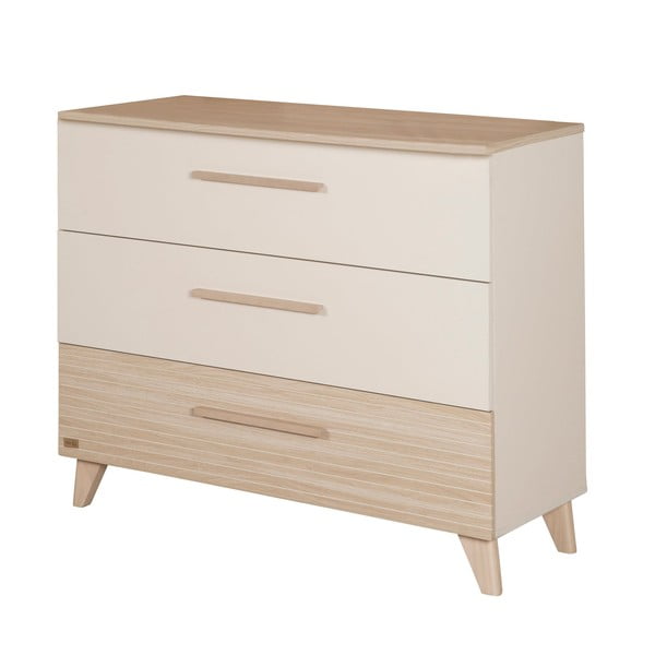 Cassettiera per bambini color crema/di colore naturale con effetto rovere con fasciatoio 110x98x75 cm Sidney – Roba-image-2