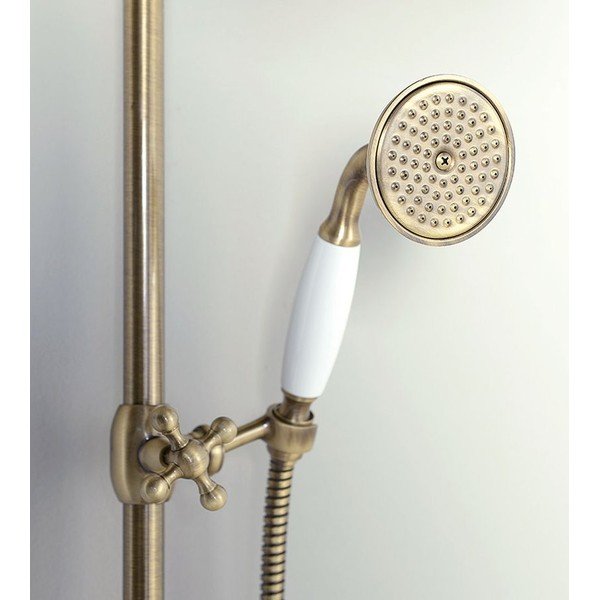 Set per doccia in ottone color bronzo con rubinetto termostatico, soffione doccia e doccetta 142 cm Antea – Sapho-image-3