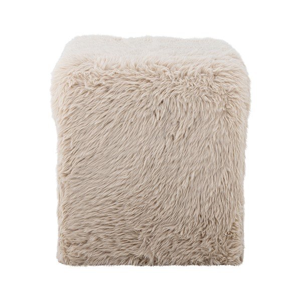 Poggiapiedi beige con rivestimento in pelliccia sintetica Bobbie – Bloomingville-image-3