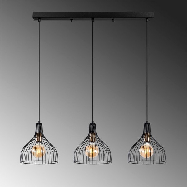 Lampadario nero con paralume in metallo Cafu – Opviq lights-image-3
