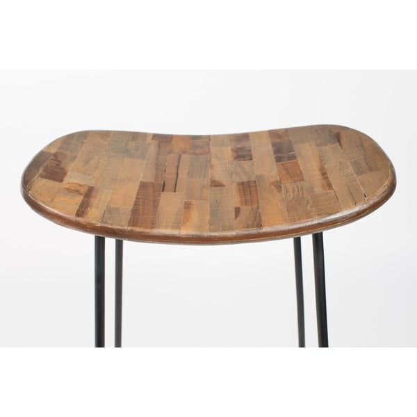 Sedia da bar di colore naturale in teak massiccio (altezza della seduta 76 cm) Tangle – White Label-image-1