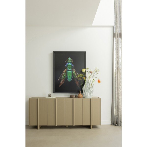 Cassettiera bassa beige in legno di pino 200x85 cm Basu - WOOOD-image-1