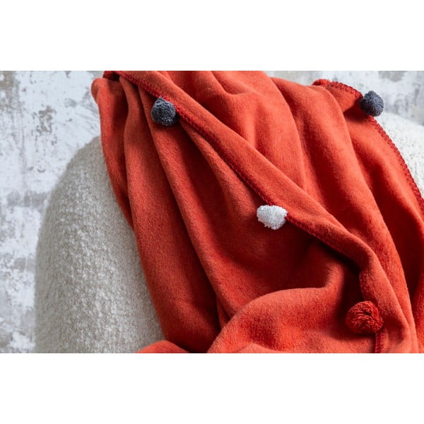 Copriletto color mattone in vello 150x200 cm Pom Pom – Mijolnir-image-4