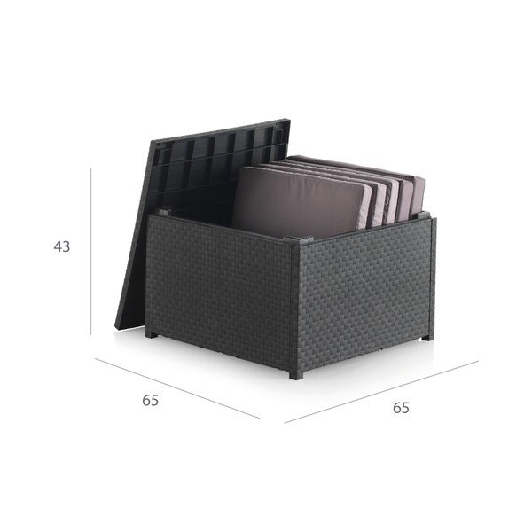 Tavolino da esterno grigio in rattan 56x56 cm - Juinsa-image-4