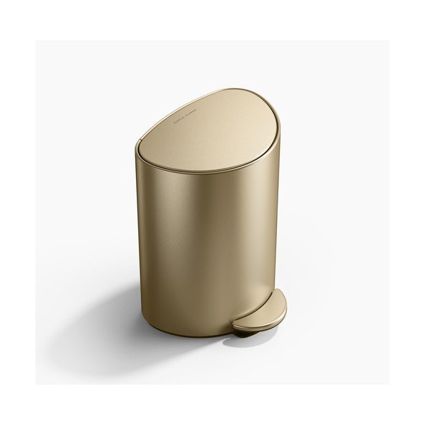 Cestino per la spazzatura oro opaco in acciaio con pedale 6 l – simplehuman-image-1