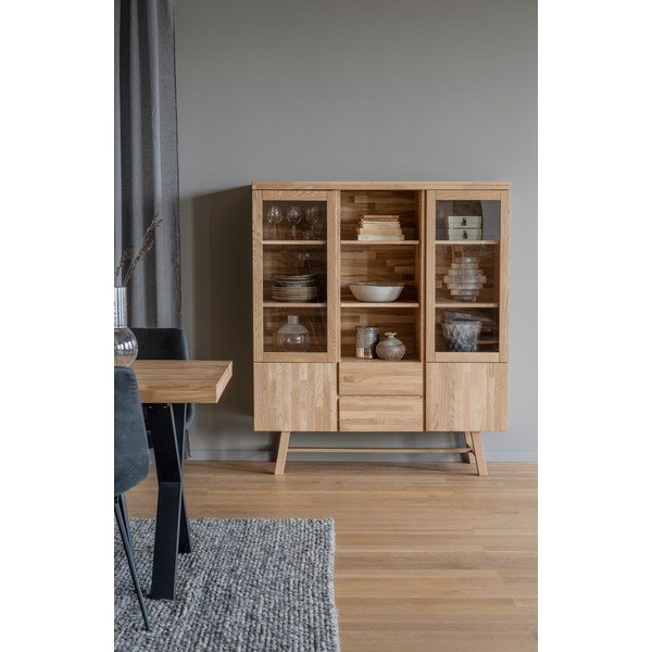 Vetrina in legno di quercia di colore naturale 130x150 cm Brooklyn - Rowico-image-1