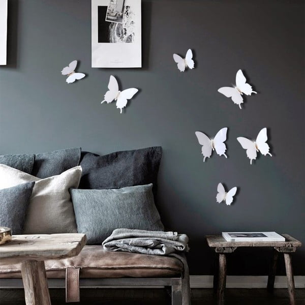 Set di 12 adesivi 3D bianchi Farfalle di diamante - Ambiance-image-1