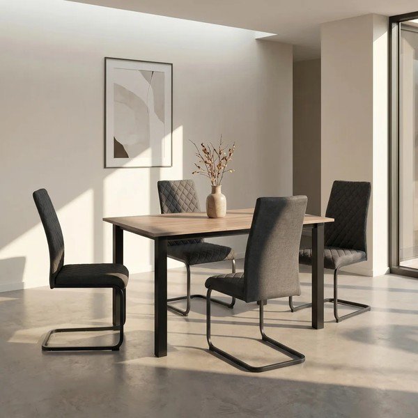 Tavolo da pranzo con piano effetto rovere 80x120 cm Durham – Støraa-image-1