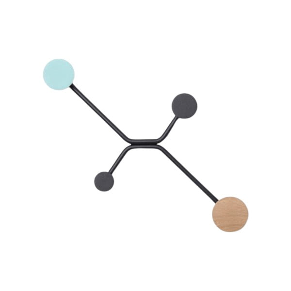 Appendiabiti da parete nero con dettaglio verde menta Hook - Gazzda