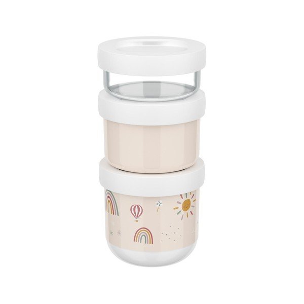 Portapranzo per bambini beige in plastica 3 pz Sunshine & Rainbow – Mepal