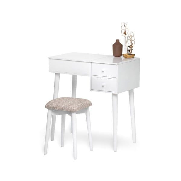 Tavolino da toilette bianco con specchio, portagioie e 2 cassetti Beauty - Bonami Essentials-image-1