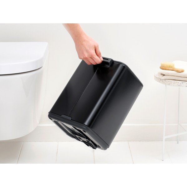 Cestino per la spazzatura nero opaco in acciaio con pedale 7 l Bo – Brabantia-image-2