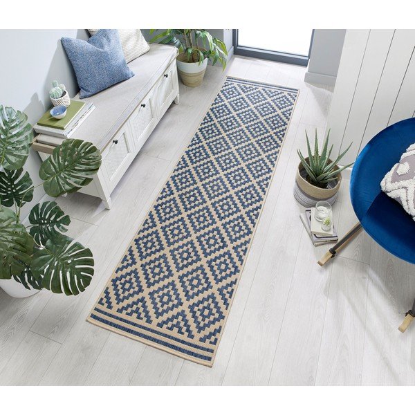 Tappeto da esterno blu/beige 66x230 cm Moretti - Flair Rugs-image-1