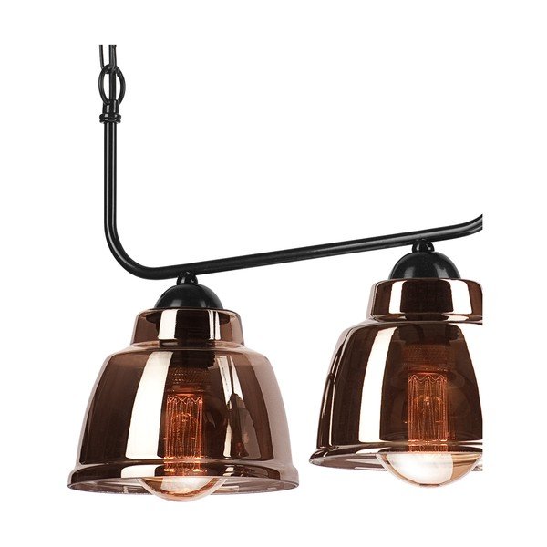 Lampada a sospensione nera e marrone con paralume in vetro Mario - LAMKUR-image-3