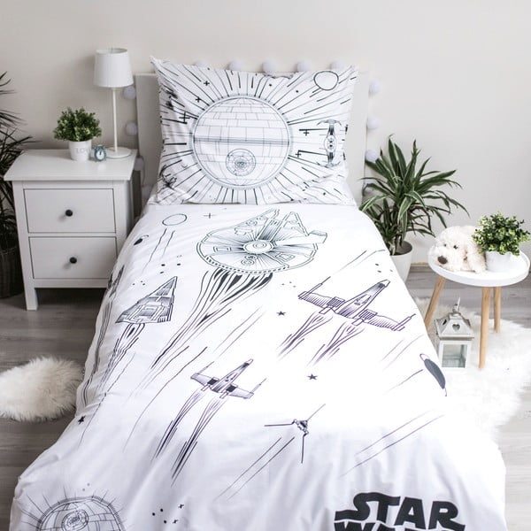 Biancheria da letto per bambini in cotone con effetto luminoso per letto singolo 140x200 cm Star Wars - Jerry Fabrics-image-2