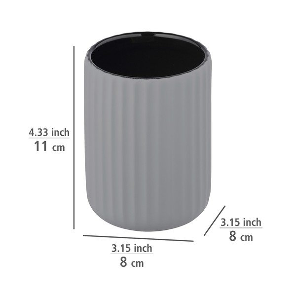 Tazza in ceramica grigia per spazzolini da denti Belluno - Wenko-image-3