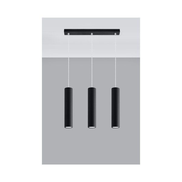 Lampadario nero in metallo Castro – Sollux-image-2