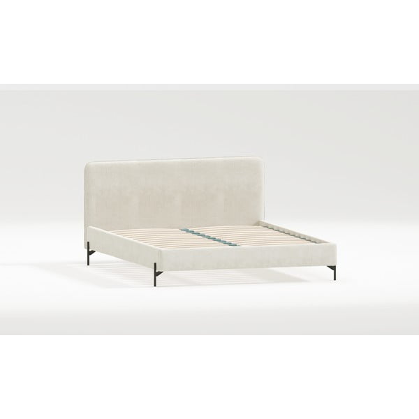 Letto matrimoniale imbottito beige con griglia 160x200 cm Barker - Ropez-image-1