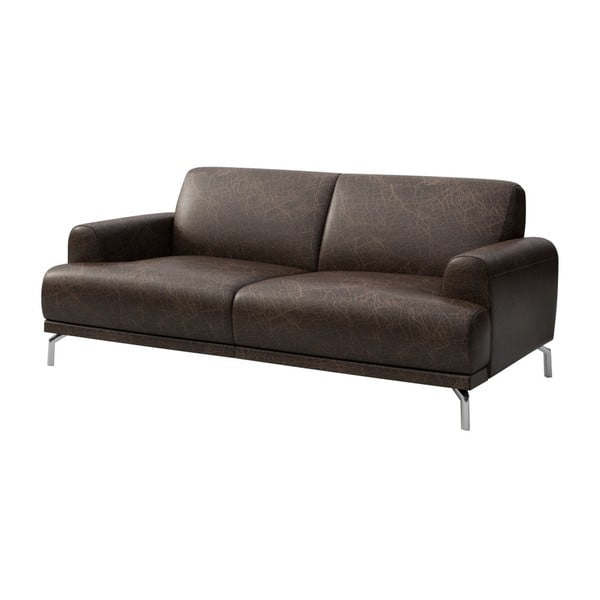 Divano in pelle marrone scuro, 170 cm Puzo - MESONICA-image-2