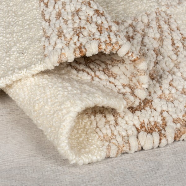 Tappeto color crema/di colore naturale in misto lana tessuto a mano 160x230 cm Eric Checkboard – Flair Rugs-image-2