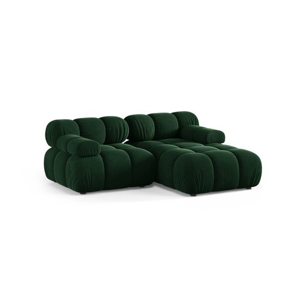Divano angolare componibile verde scuro (con penisola a destra/con chaise lounge) con rivestimento in velluto – Micadoni -image-2