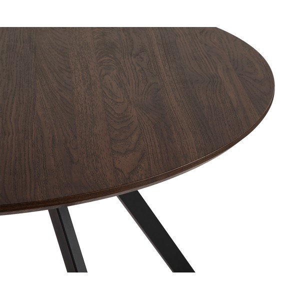 Tavolo da pranzo rotondo con effetto noce ø 120 cm Rivo – Bonami Essentials-image-3