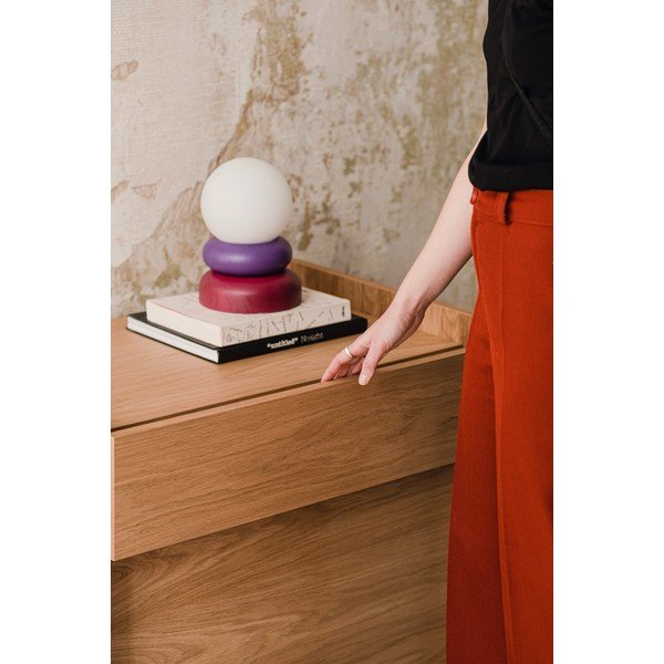 Lampada da tavolo rossa/viola in legno massiccio con paralume in vetro (altezza totale 24 cm) Otem – noo.ma-image-3