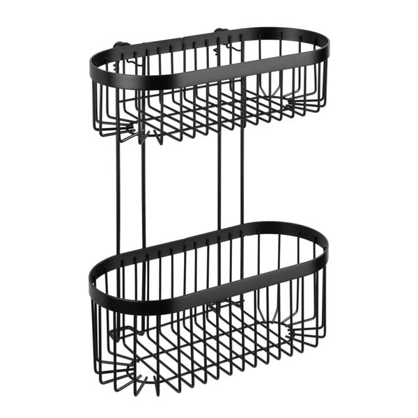 Cestino da parete nero a 2 livelli Classic Plus - Wenko-image-2