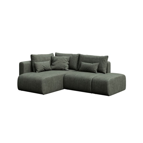 Divano angolare verde allungabile/con contenitore (con penisola a sinistra/con chaise lounge) Lumine – Ghado-image-2