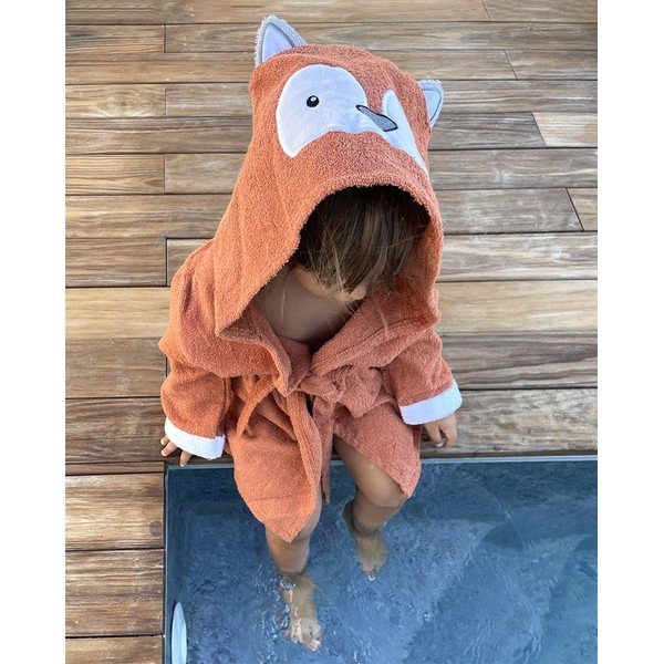 Accappatoio per neonato in cotone arancione taglia L Fox - Rocket Baby-image-2