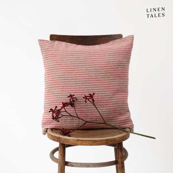 Federa 40x40 cm Red Natural Stripes - Linen Tales