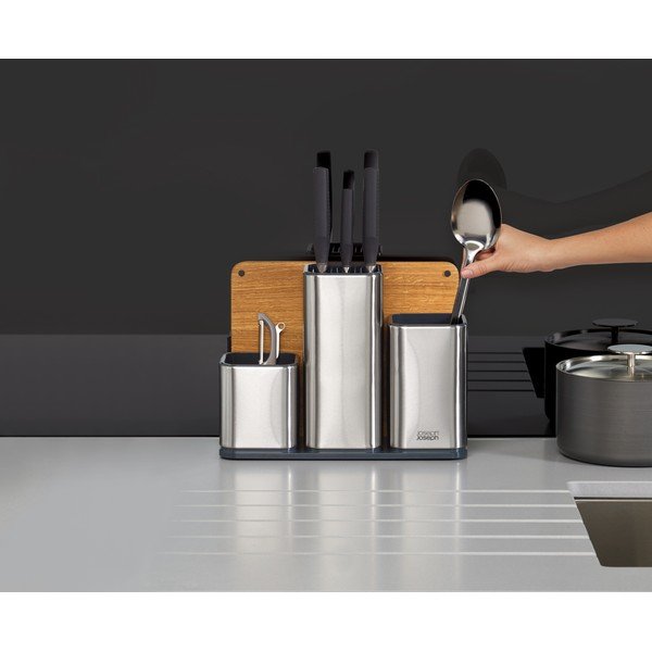 Organizer da cucina in acciaio inox con lavagna di raccolta - Joseph Joseph-image-1