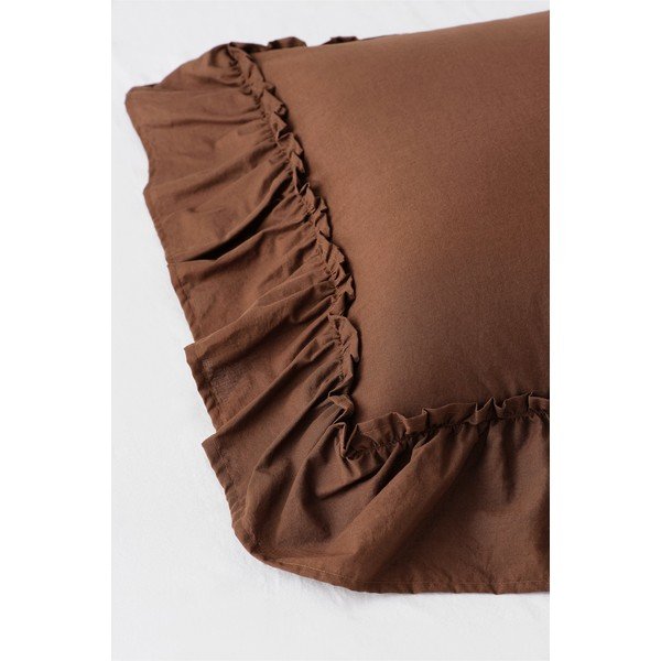 Set copripiumino e federa marrone in cotone organico per letto singolo 150x200 cm Juliette – Ellos Home-image-4