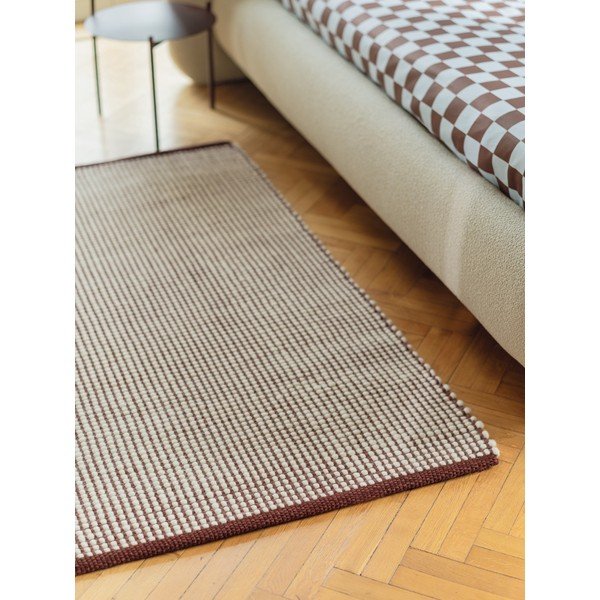 Passatoia burgundy/di colore naturale in lana tessuta a mano 80x170 cm Talo – noo.ma-image-2