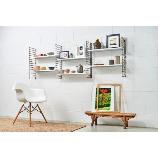 Scaffale a 3 livelli con dettagli color rame e ripiani bianchi Libro, larghezza 70 cm - Metaltex-image-3