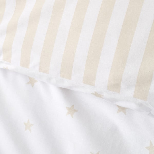 Set copripiumino e federa da bambini bianco e beige in cotone per letto singolo 135x200 cm Mini Star & Stripes – Bianca-image-4