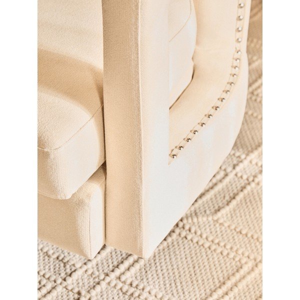 Poltrona beige girevole con rivestimento in velluto Hestia – Premier Housewares-image-3