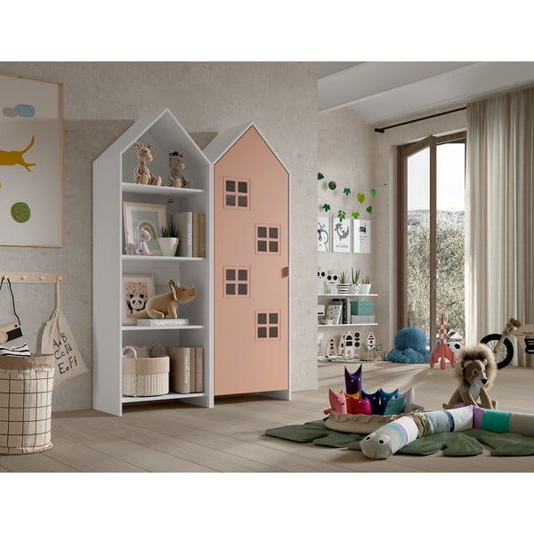 Armadio a giorno bianco e rosa per bambini 115x171,5 cm CASAMI BRUGES - Vipack-image-1