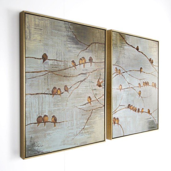 Set di 2 dipinti di Uccelli dipinti a mano Flock of Birds - Graham & Brown-image-2