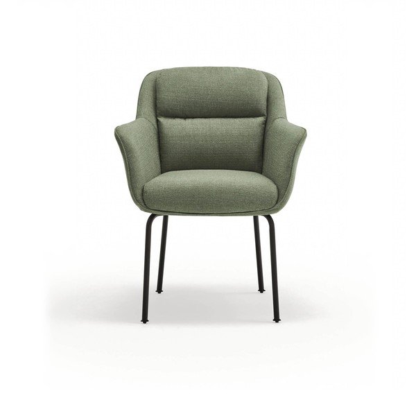 Sedia da pranzo verde in imbottito con braccioli Sadira – Teulat-image-2