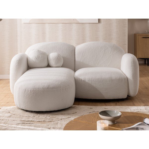 Divano angolare color crema (con penisola a sinistra/con chaise lounge) con rivestimento in bouclé Orbit – Ropez-image-1