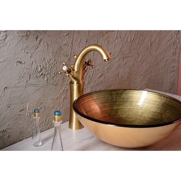 Lavabo rotondo dorato in vetro ø 42 cm Fianna – Sapho-image-1