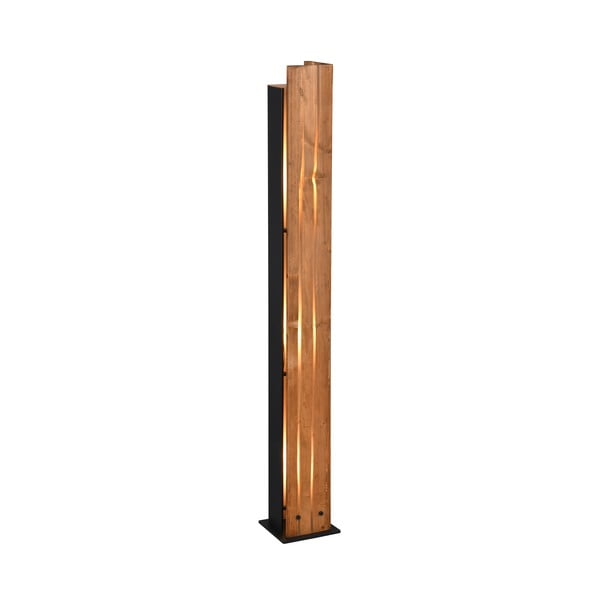 Lampada da terra in nero-naturale con paralume in legno (altezza 121 cm) Karuni - Trio