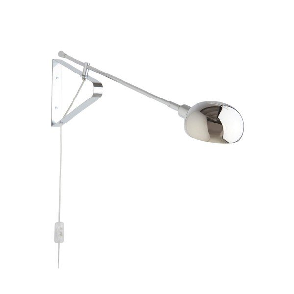 Lampada da parete color argento lucido in acciaio con alimentazione a corrente con struttura flessibile Lincon – Jotex